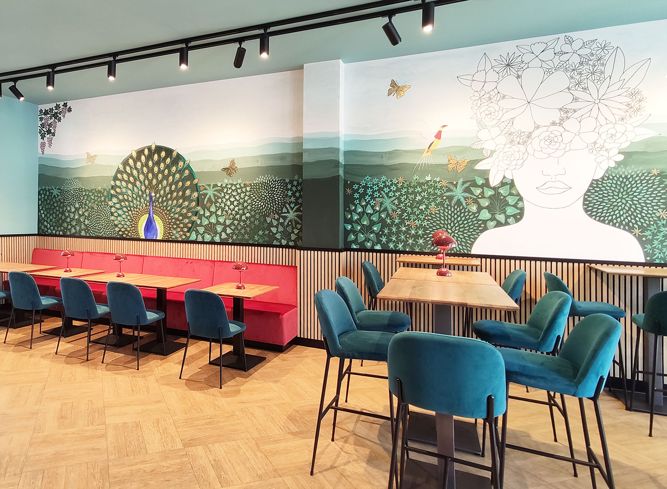 Gestaltung eines Cafés in Potsdam mit Innenarchitektur, Gestaltung und Beleuchtungsplanung