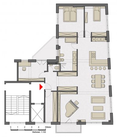 Grundriss mit Büchern